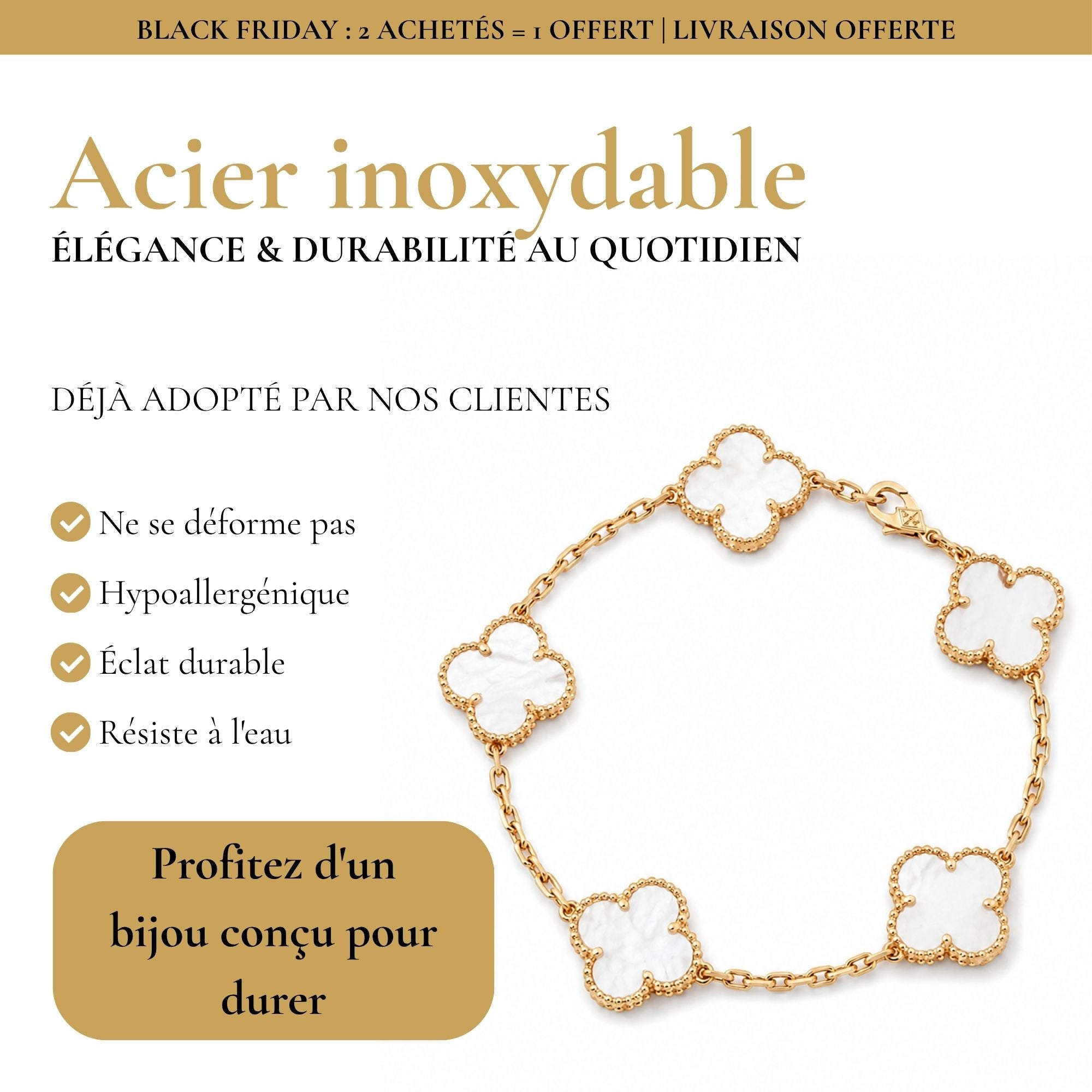 Bracelet trèfle à 4 feuilles