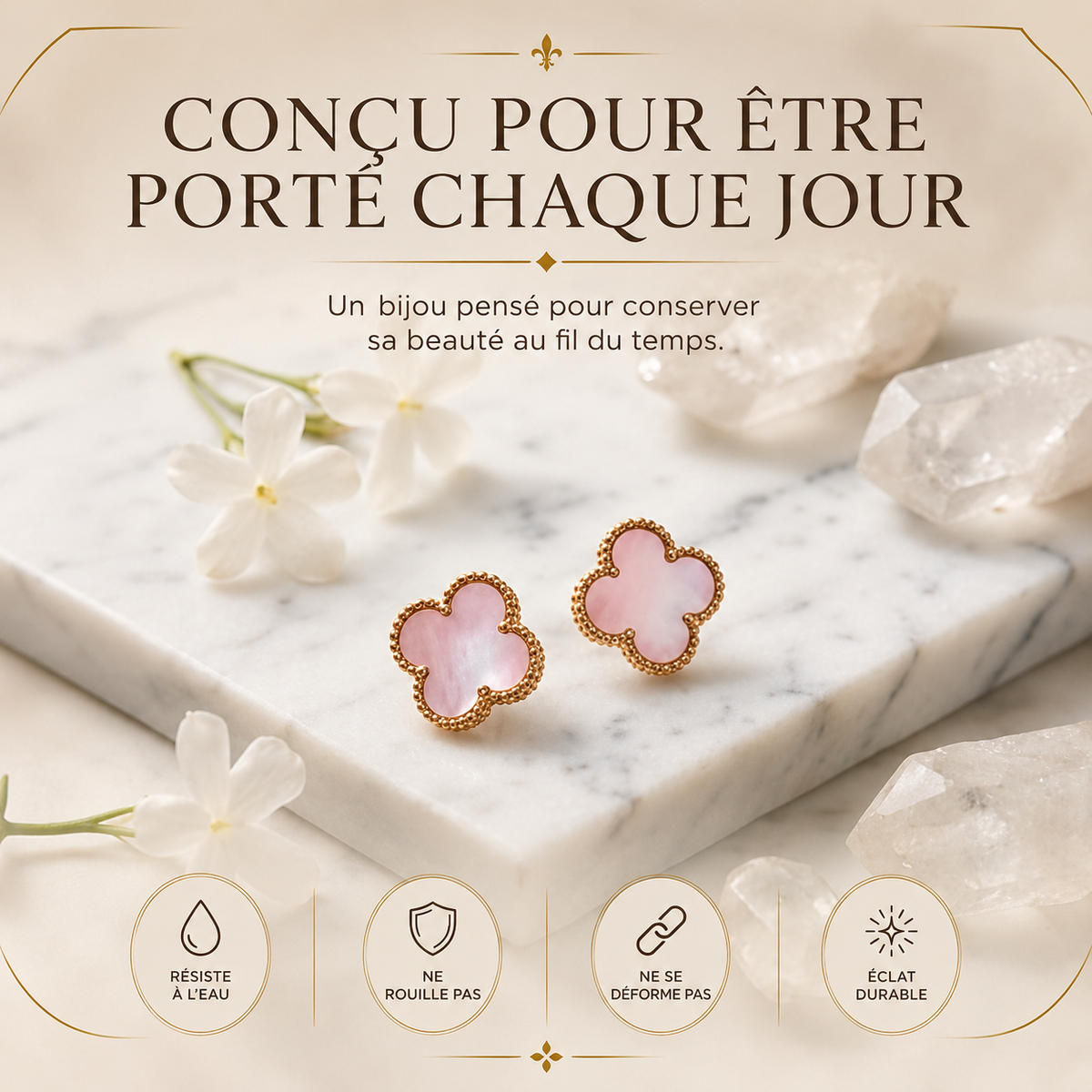 Boucles d'oreilles à 4 trèfles