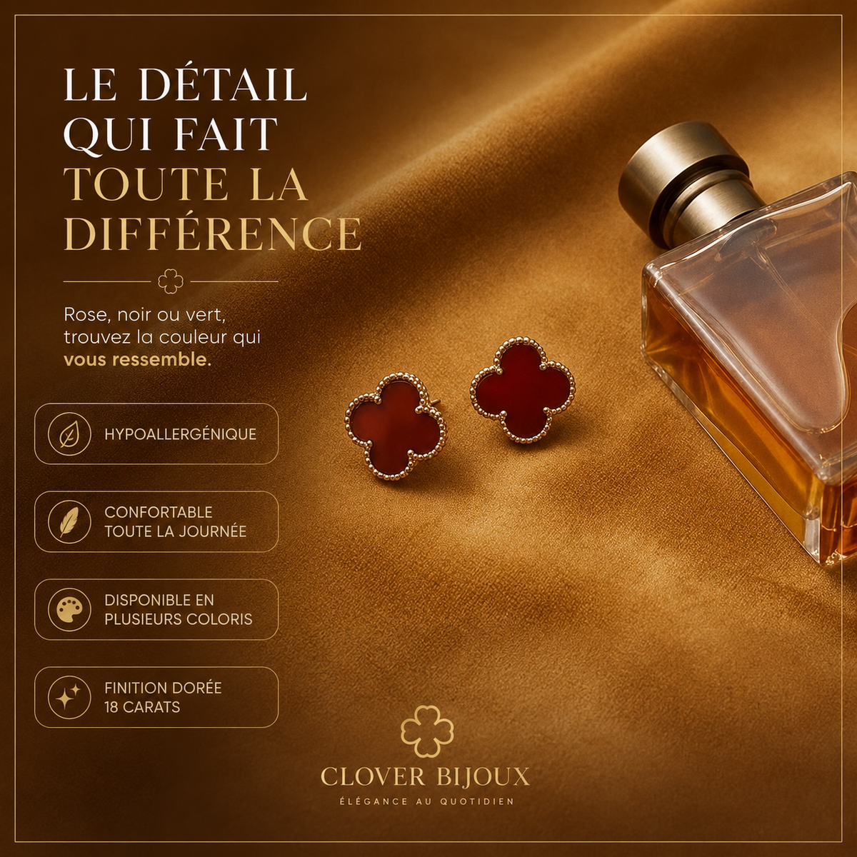 Boucles d'oreilles à 4 trèfles