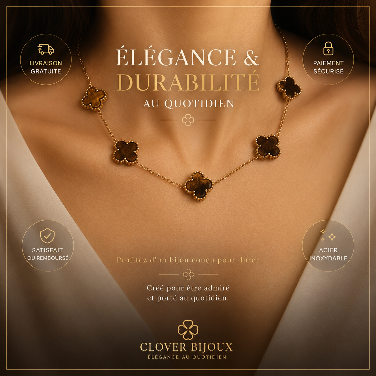 Collier de trèfles à 4 feuilles