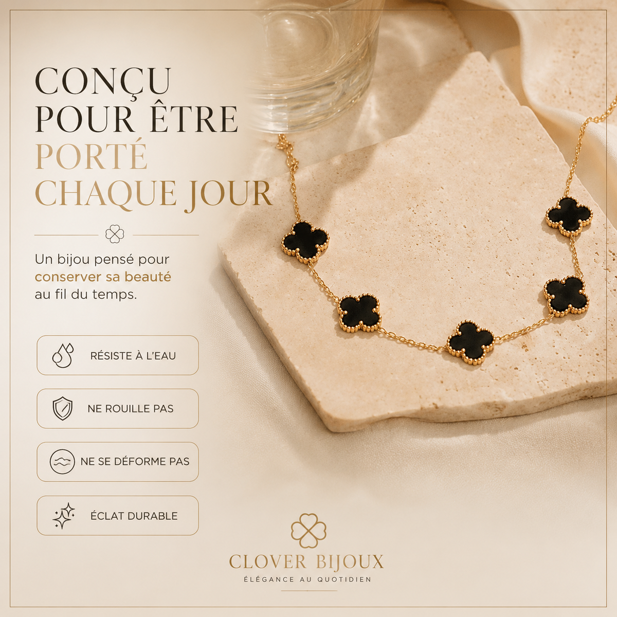 Collier de trèfles à 4 feuilles