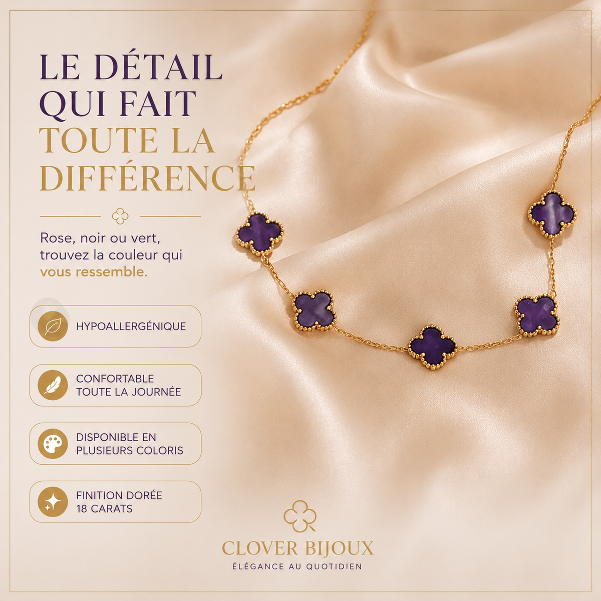 Collier de trèfles à 4 feuilles