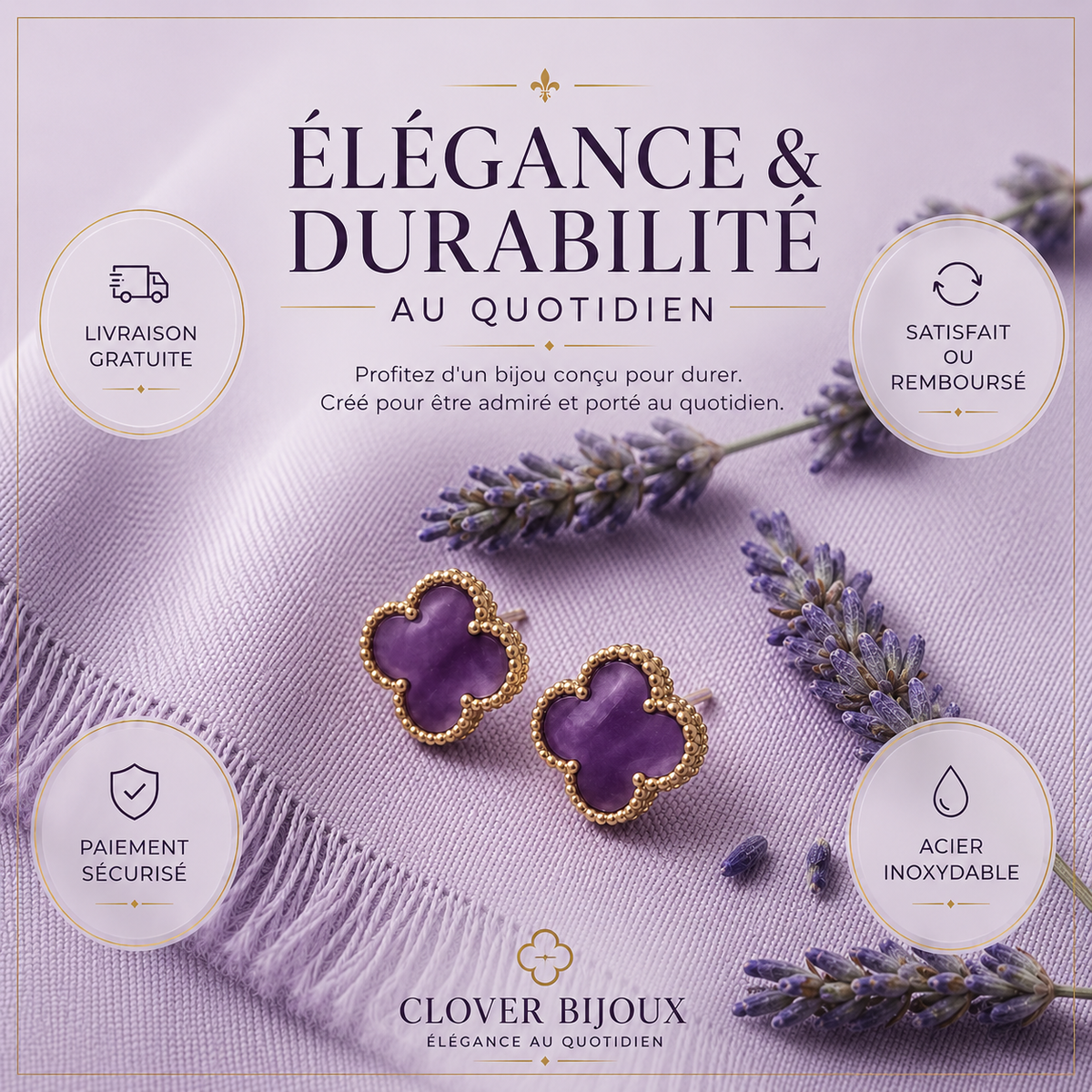 Boucles d'oreilles à 4 trèfles